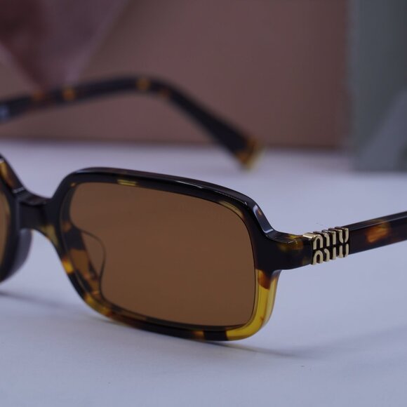 Miu Miu MU11ZSF VAU2Z1 Rectangle Sunglasses – Honey Havana main image 12